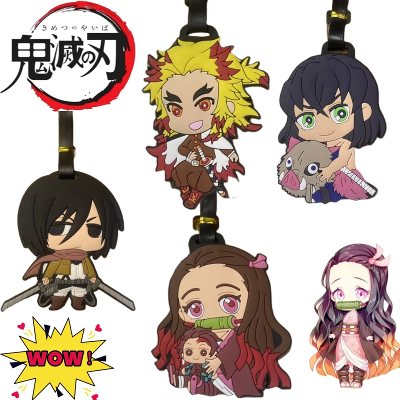 Demon Slayer Tanjiro Kamado Nezuko Agatsuma Zenitsu Luggage Tag Creative High-Value Anime Character Travel Checked BagDecoration