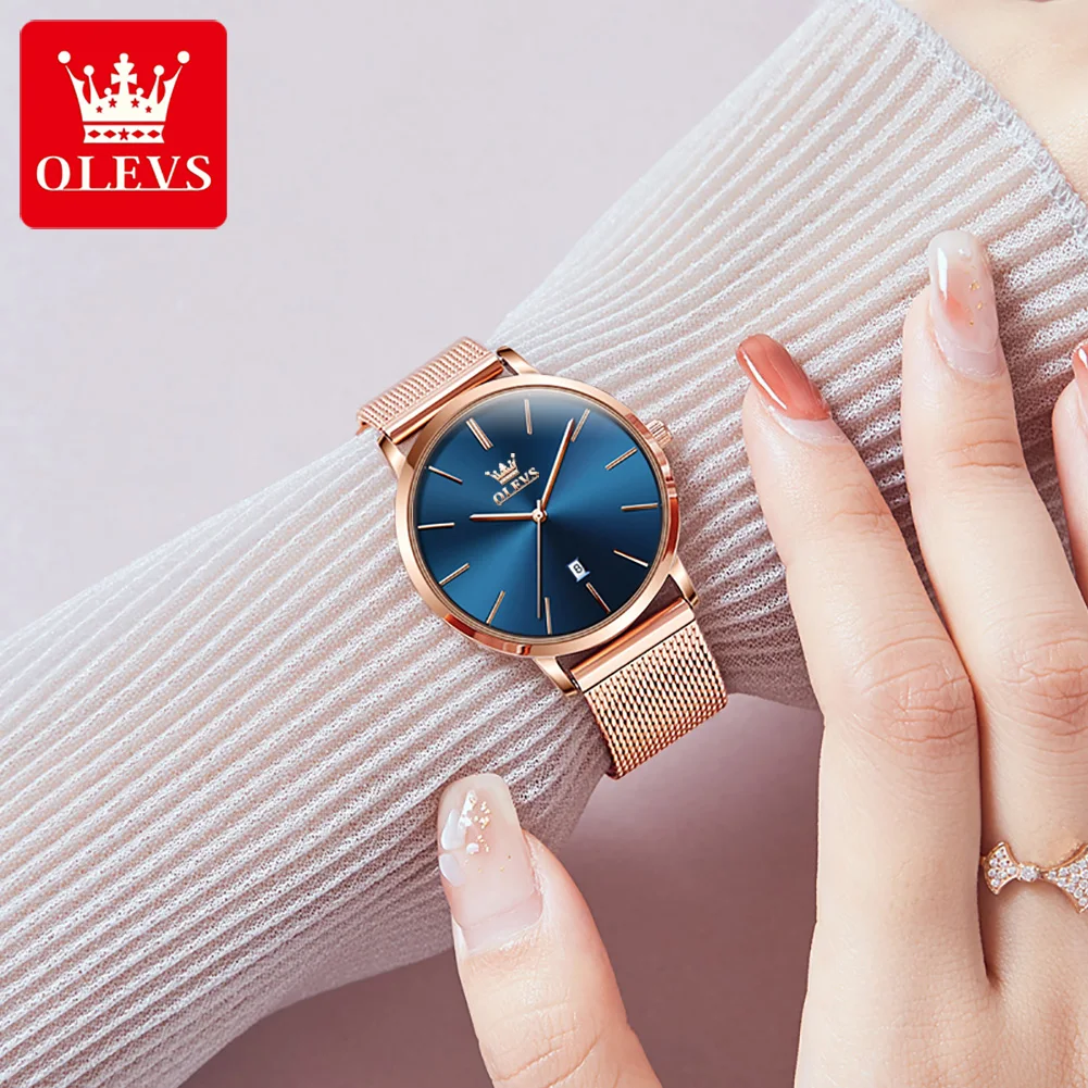 OLEVS Watch Women Classic TOP Brand Luxury Japan Movement Quartz Ultra thin Ladies Watch Calendar Women's Watch 5869