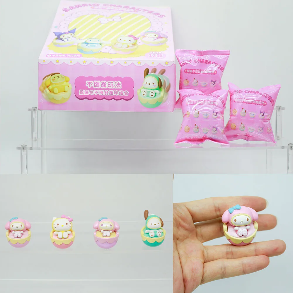

Sanrio Cradle Roly-Poly Cute Beans My Melody Pom Pom Purin Kuromi Pochacco Cinnamoroll Blind Bag Gifts Toy Model Anime Figures