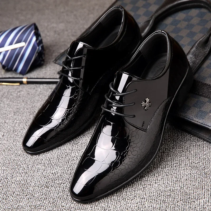 Newest Italian Oxford Shoes for Men Luxury Patent Leather Wedding Shoes Pointed Toe Dress Shoes Classic Derbies Plus Size 38-48