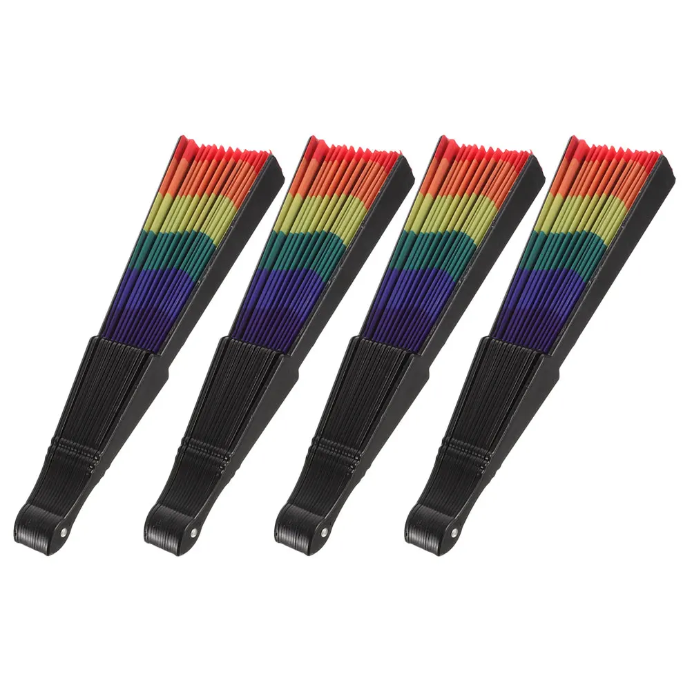 

4pcs Dance Fans Colorful Folding Handheld Props for Performance Wedding Party Decoration Stage Show Accessories