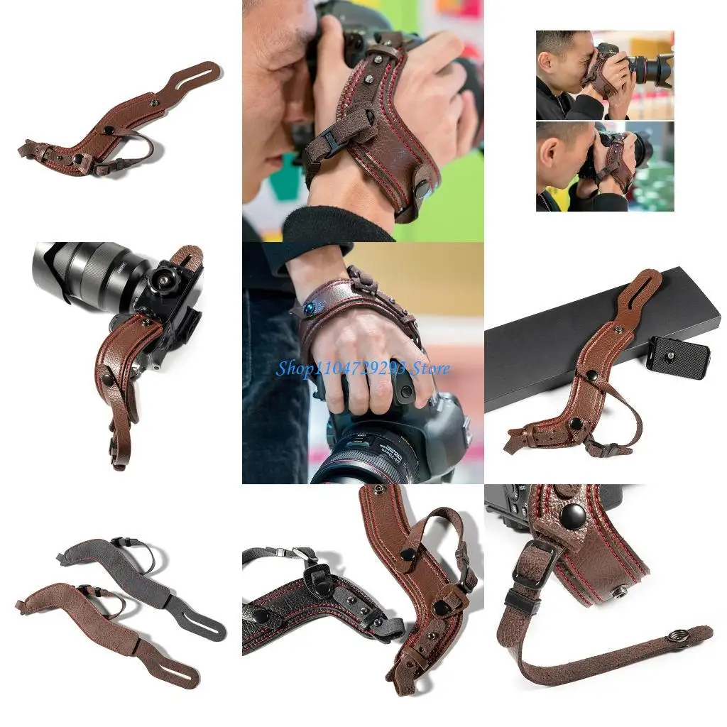 

Y2GD Leather Camera Wrist Strap Portable Waterproof Camera Hand Grip Strap for SLR