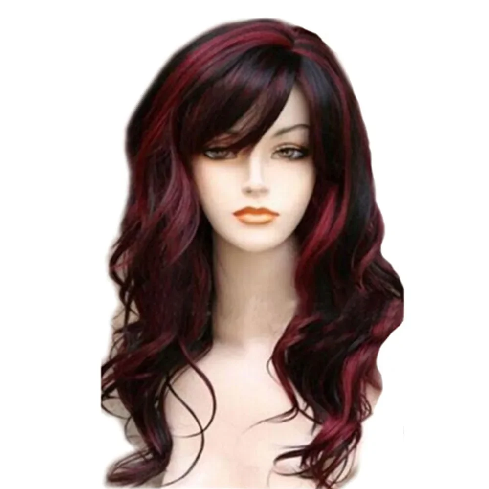 Long Curly Wig For Women Ladies Party Natrual Mixed Brown Blonde Synthetic Hair Wigs