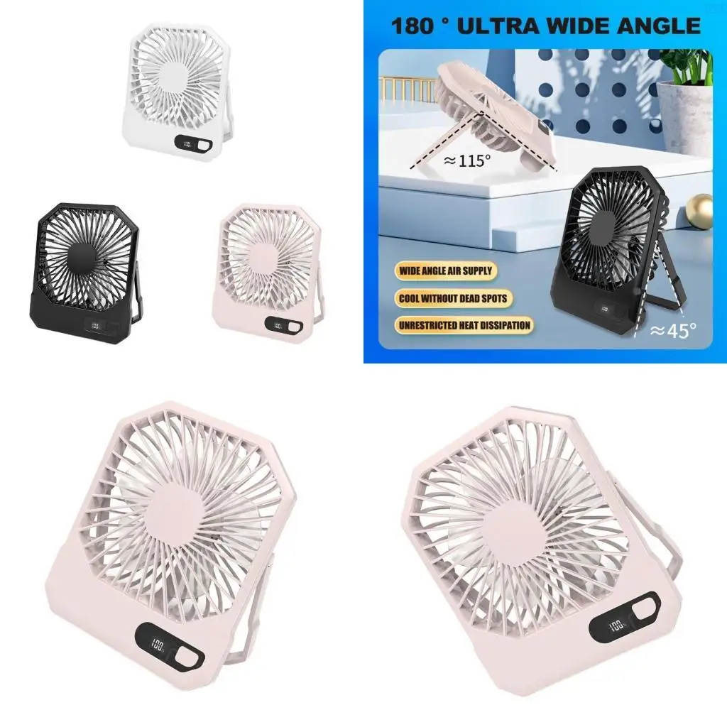 A2UE 3 سرعات قابلة للطي مروحة المعجبين قابلة لإعادة الشحن 2600mAh مع مروحة USB الشاشة الرقمية