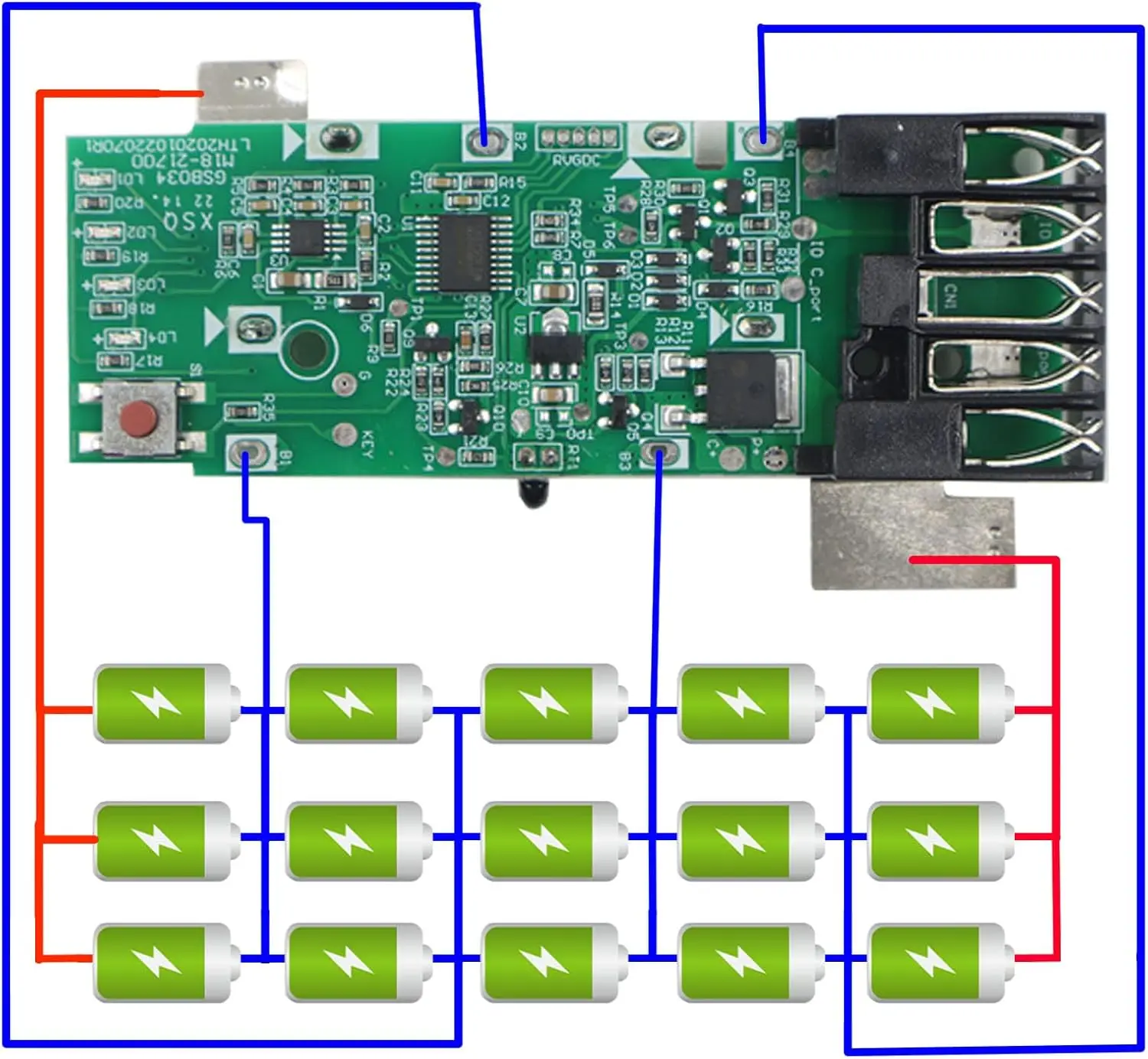 Imagem -02 - Estojo para Milwaukee M18 Faça Você Mesmo Caixa Shell com Placa Pcb Proteção de Carregamento Led Digital 18v 18650