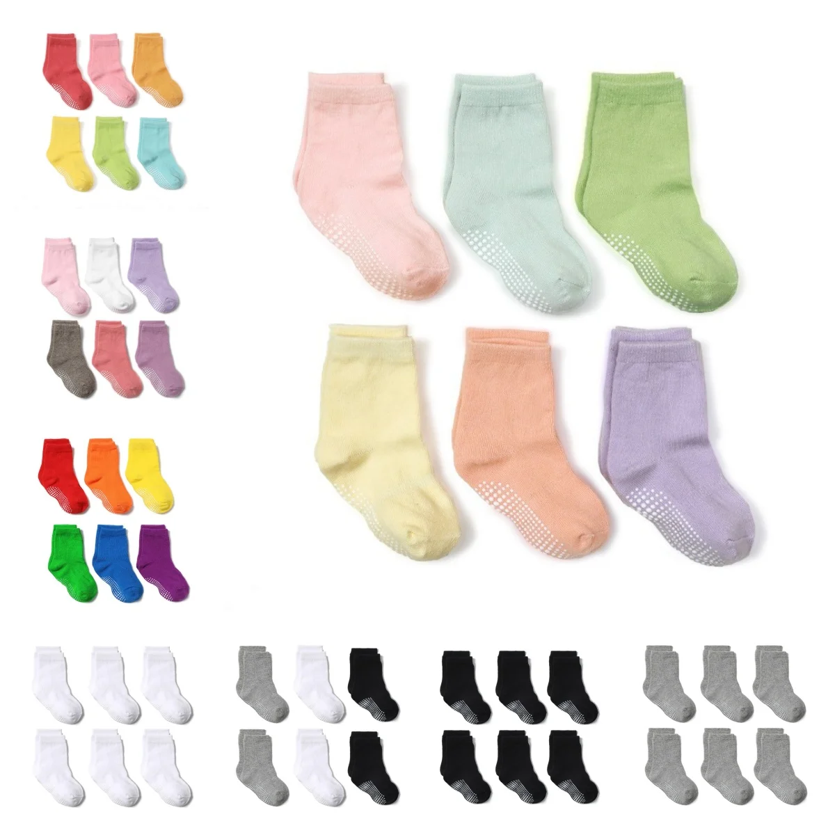 

6pcs Best Selling Anti-Slip Floor Socks for Children High-Quality Glue Floor Socks for Boys And Girls Aged 1-3 Multiple Sizes