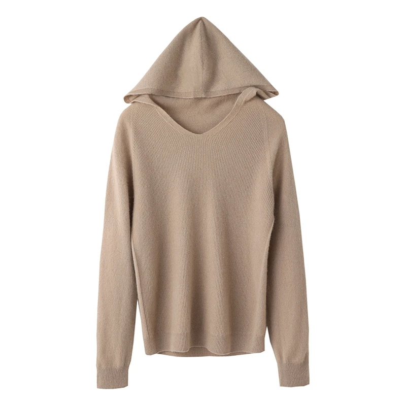 

Базовый осенне-зимний женский свитер, элегантный женский трикотаж из мериносовой шерсти, пуловер с капюшоном, кашемировая одежда с длинными рукавами, верхняя одежда