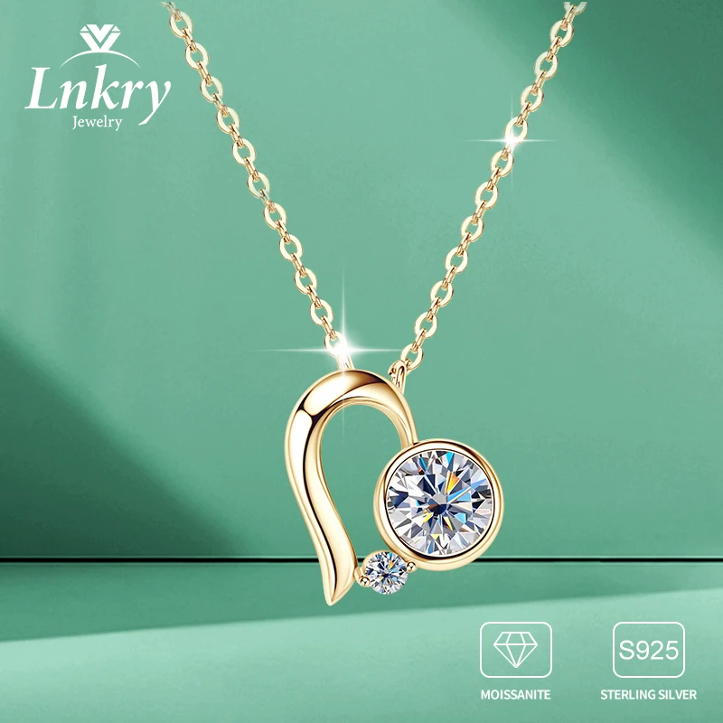 

Lnkry Collare Mujer 6.5mm D-E Moissanite Necklace 925 Sterling Silver Heart-shaped Pendant Necklace For Women Christmas Gift
