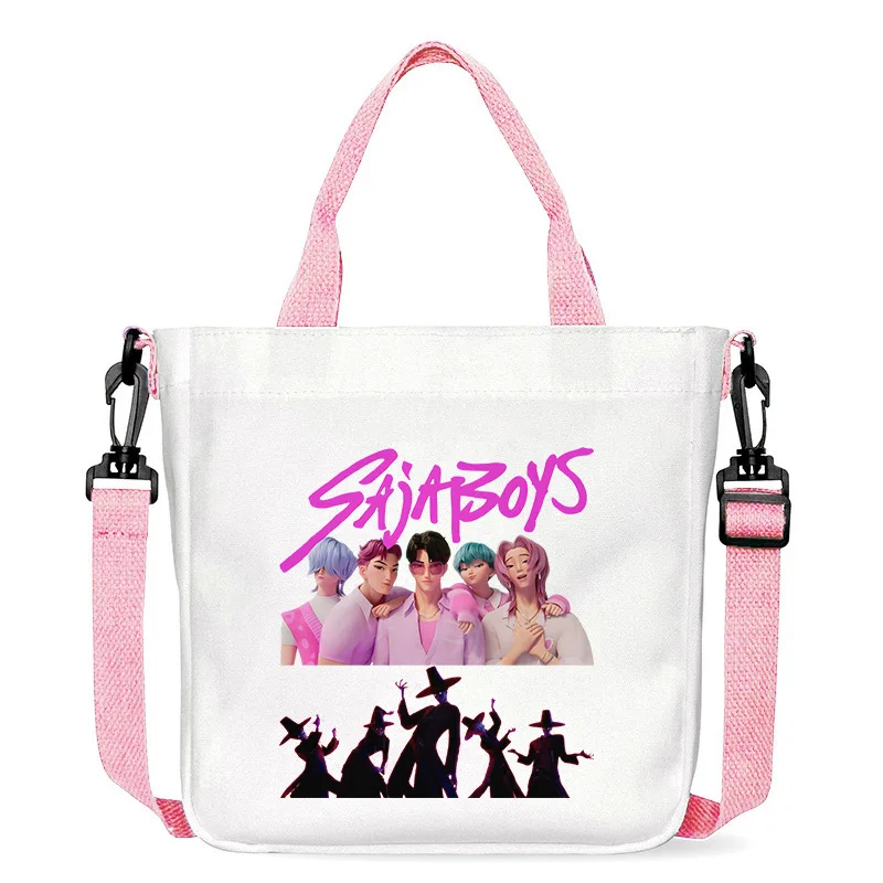 

Холщовая сумка в стиле K-pop, студенческие рюкзаки с принтом «Охотники на демонов», сумки для покупок, сумки с ручками, чехол для ручек в стиле аниме, сумка для хранения канцелярских принадлежностей