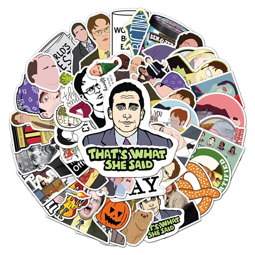 

10/30/50pcs Funny TV Show The Office Cartoon Stickers Decals Waterproof DIY Luggage Phone Laptop Graffiti Sticker Decoration Toy