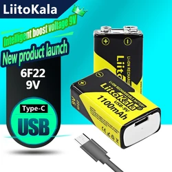 4-50pcs LiitoKala USB-9V 1100mAh  li-ion Rechargeable Battery Type-C USB 6F22 9V Battery for RC Helicopter Model Microphone Toy