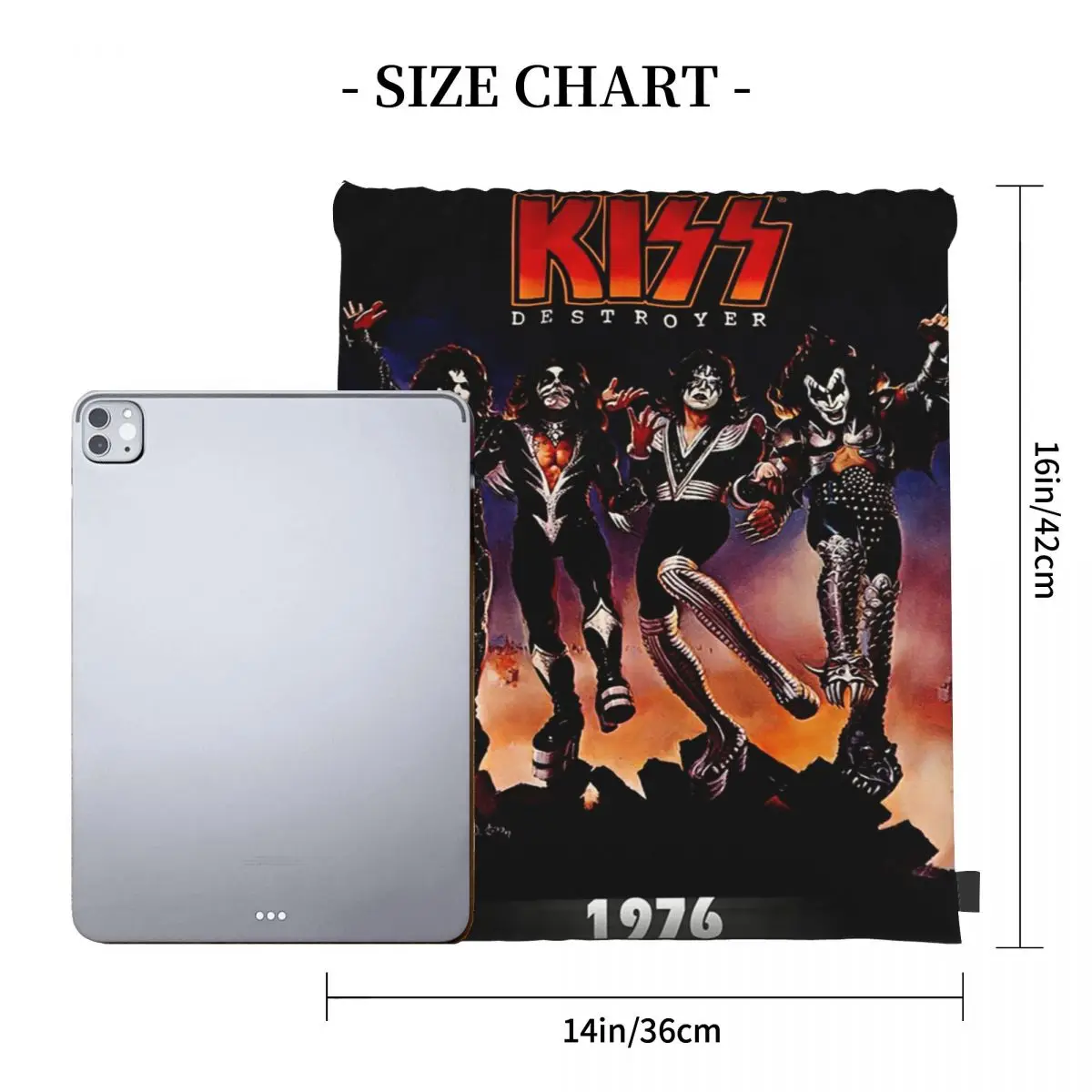 KISS The Band - Destroyer Year 1976 Backpacks Drawstring Bags Drawstring Bundle Pocket Sports Bag Book Bags For Travel School