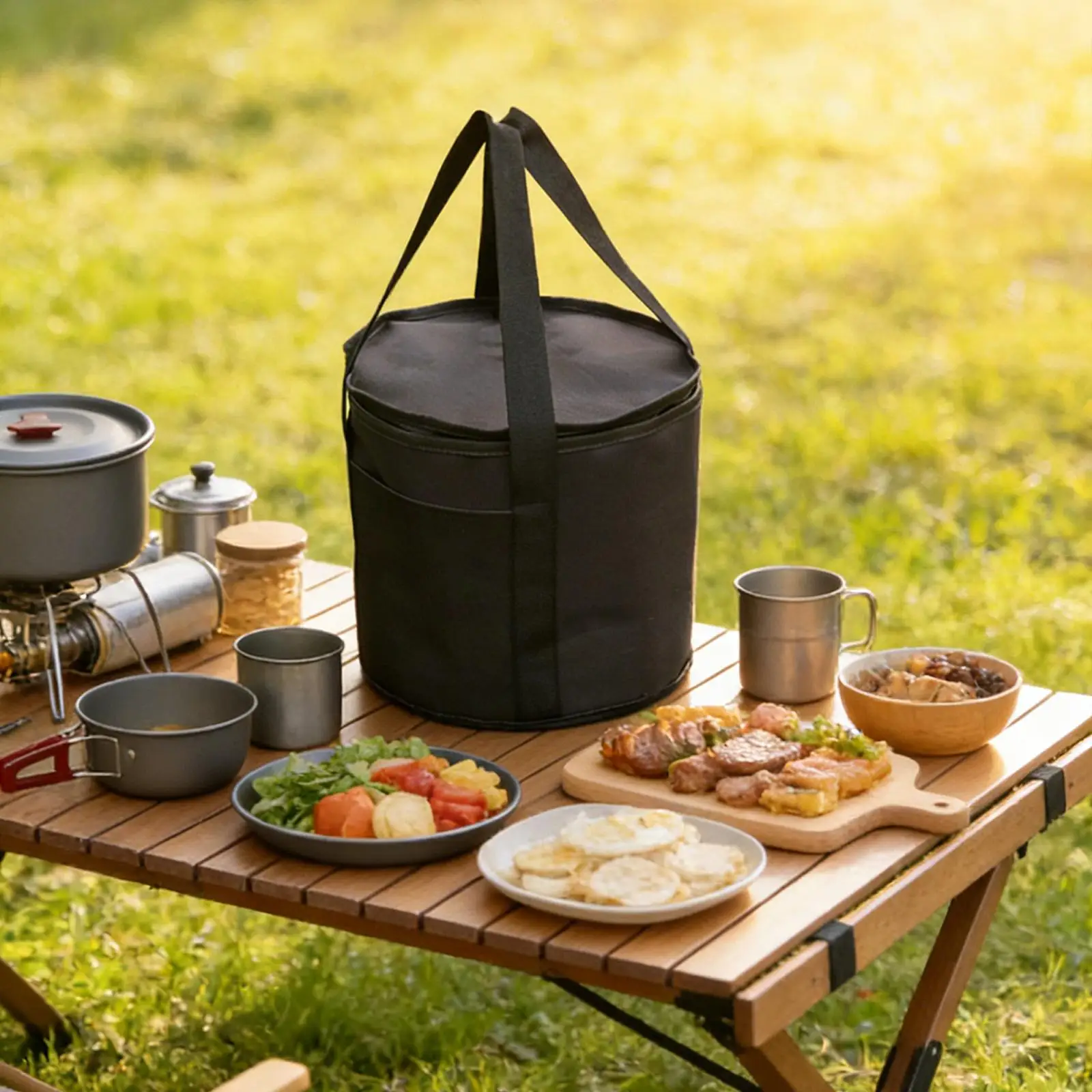 Outdoor Camping Stove Carrying Bag Tear Resistant Oxford BBQ Grill Organizer Foldable Cooking Accessory for Picnic Travel