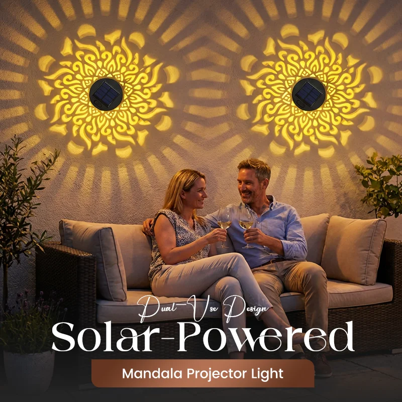 

Solar Powered Mandala Projector Light,Solar Lights Mandala Pattern Outdoor Step Wall Fence Lights For Yard&Garden Backyard Decor