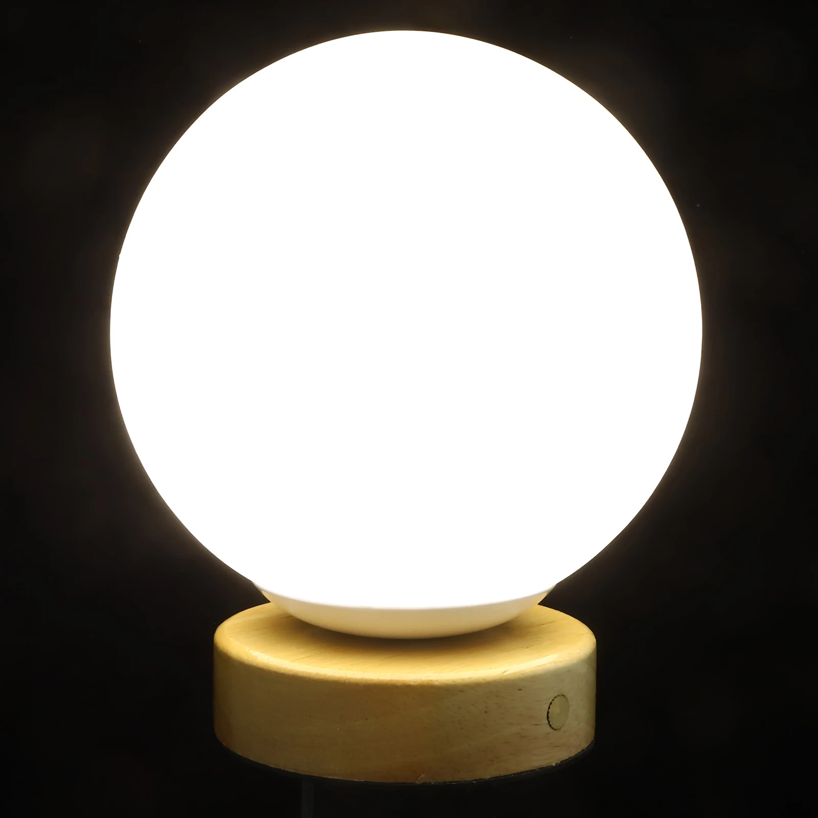 

1pc Touch Control Led Night Light Ball Shape Glass Wood Desktop Lamp For Bedroom Coffee Shop Decor Modern Simple Nordic Style