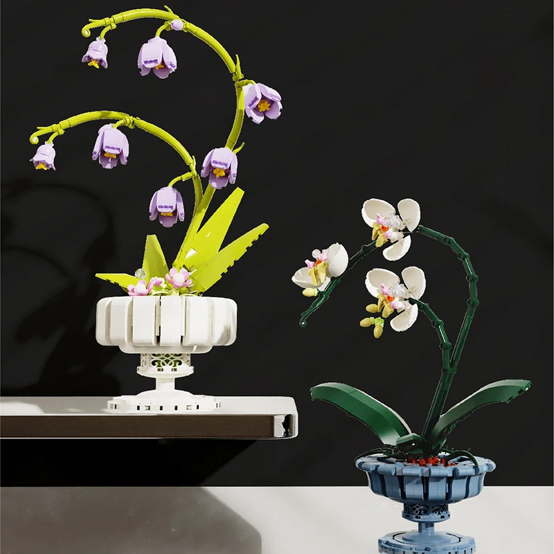 

Мини-модель растения, наборы кирпичей с орхидеей, DIY микро строительные блоки, цветы в горшках, украшение для стола, креативные игрушки для детей, подарки для детей