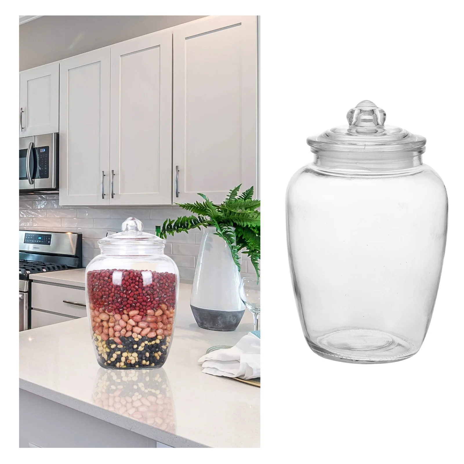 

1Pcs High Borosilicate Heat-Resistant Glass Storage Container Clear Sealing Canister for Grains Nuts Beans Tea Leaves Airtight