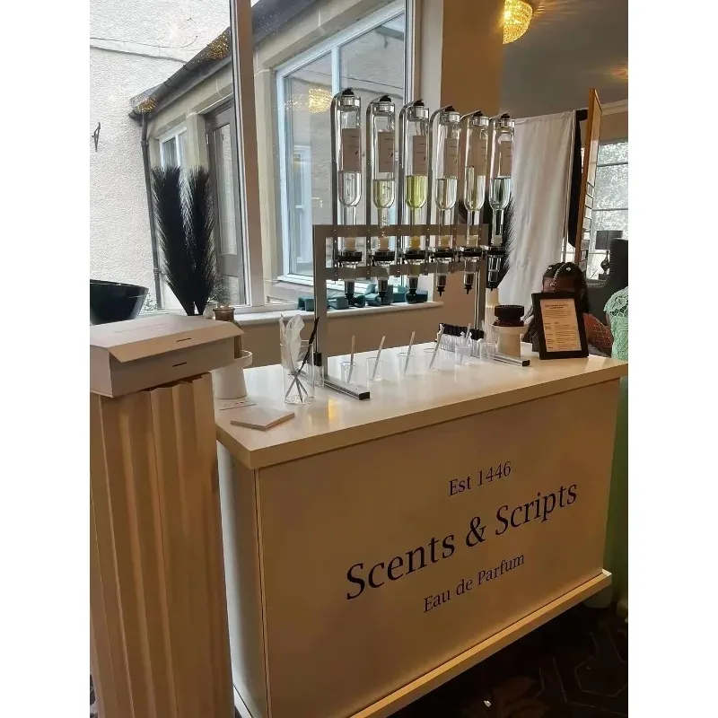 New design desktop wall-mounted 6-bottle perfume dispenser 375/500/750ml wedding decoration liquid filling machine