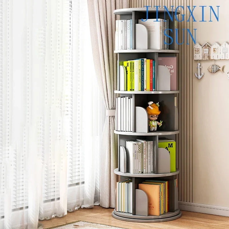 Shelf Wooden Rotating Bookcase Storage Organizer Corner Free Shipping Home Shelves Designer Apartamento Libreria Scaffale