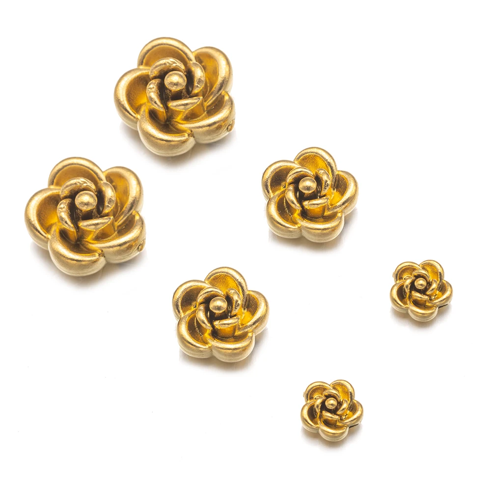 5/10 Uds. De dijes de acero inoxidable, cuentas espaciadoras de flores rosas, DIY, collar, pulsera, pendientes, suministros de joyería, materiales al por mayor