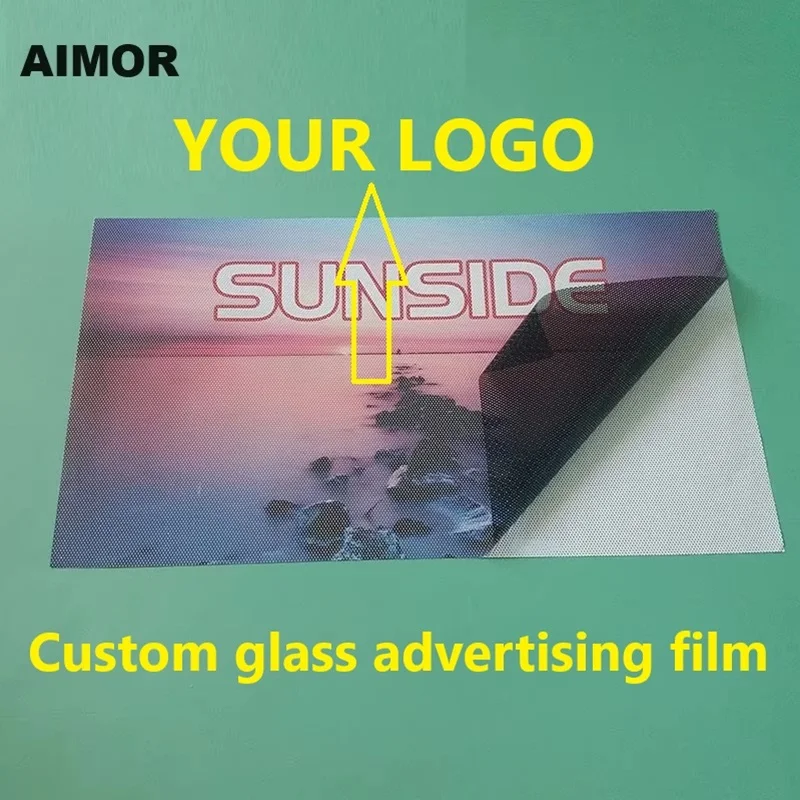 

Perforated Tinted Glass Window Film, Custom Picture Printed Media, Car Mall Door, Advertising Isolation, Heat Privacy, One-way V