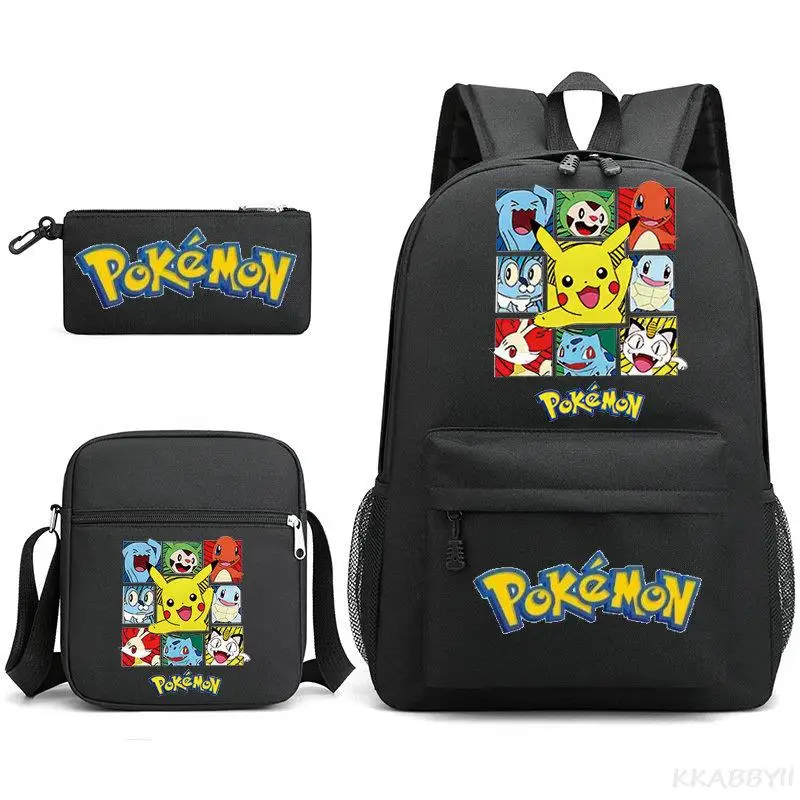 3pcs POKEMON GO Backpack Women Men Laptop Backpack Capacity Pikachu School Bags Mochila for Teenagers Boys Girls Backpack Travel