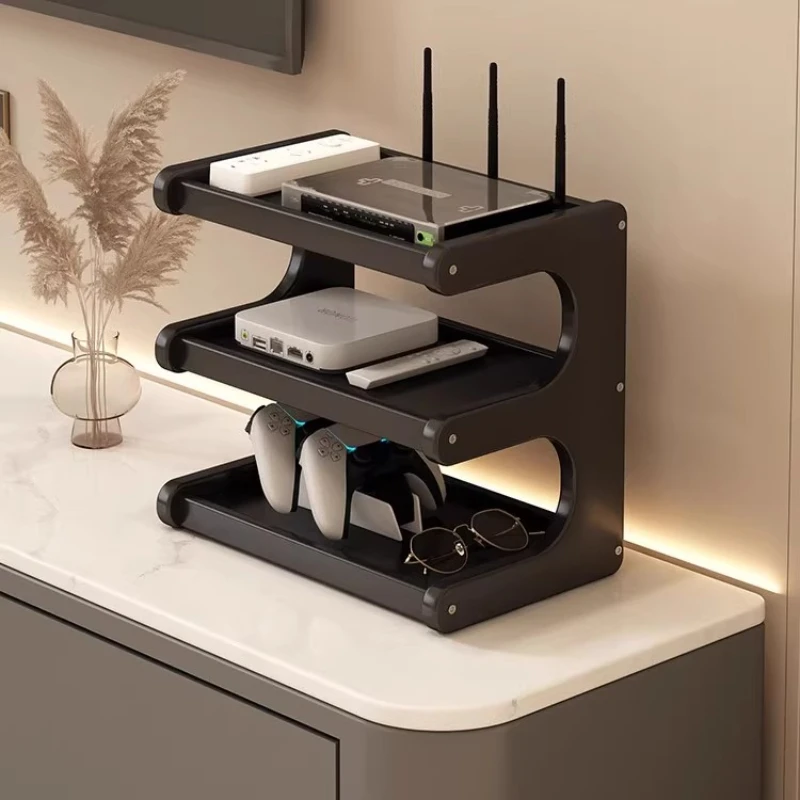 

Minimalist Router Shelf, TV Set-Top Box & Socket Organizer, Open-Design Signal-Friendly Box, Multi-Layer Bamboo Storage Rack