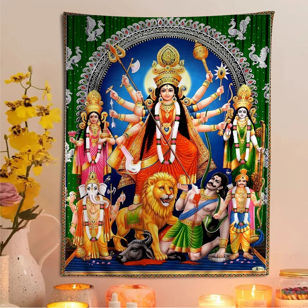 

Goddess Kali Jay Maa Godde Mahakaali Colorful Tapestry Wall Hanging Bohemian Wall Tapestries Mandala Wall Art Decor