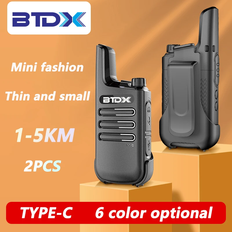 BTDX F1 2pcs Mini Walkie Talkie Kids Portable Ham Radio Comunicador UHF 400-480MHz Dual Band Two-way Radio HF Transceiver