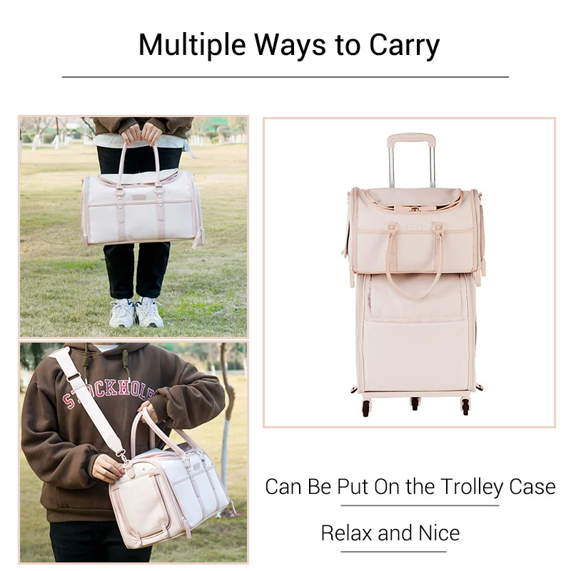 Luxury Pet Carrier Bag For Small Dogs Nude Pink Portable Foldable Dog Travel Tote Bag Breathable Anti-Scratch Oxofrd Pet Handbag