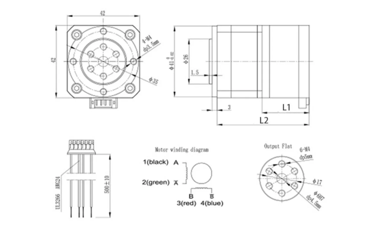 42 NEMA17 Deceleration Stepper Motor, 2-Phase Mini Harmonic Gearbox High Precision Low Noise 1:30 Harmonic Deceleration