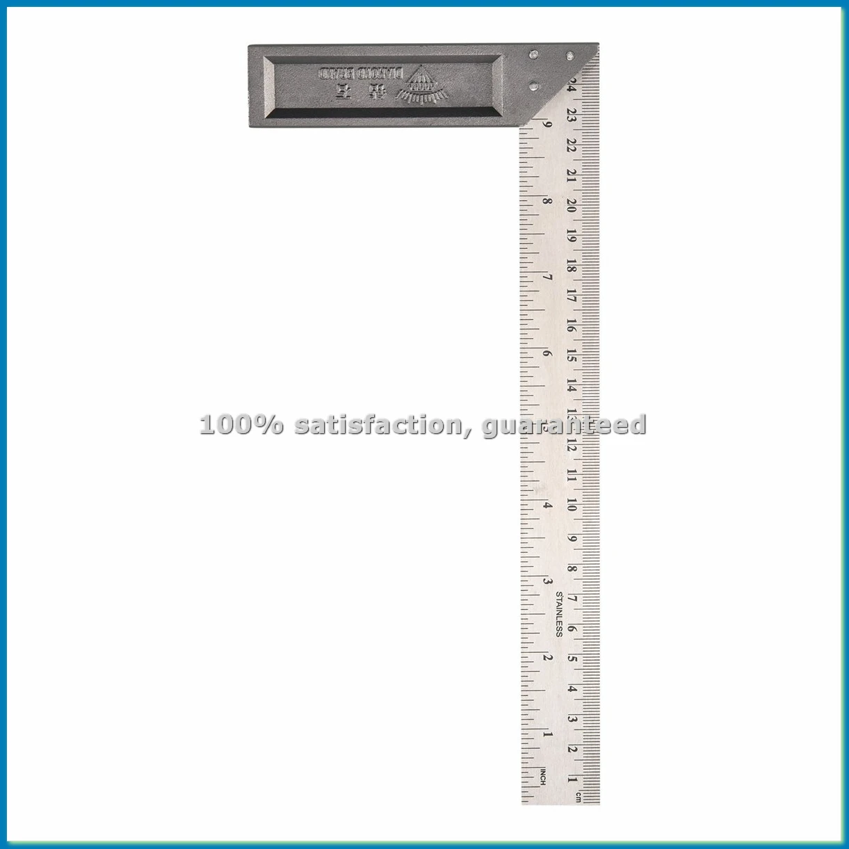 90 Degree 25cm Length Stainless Steel L-Square Angle Ruler-SPMI