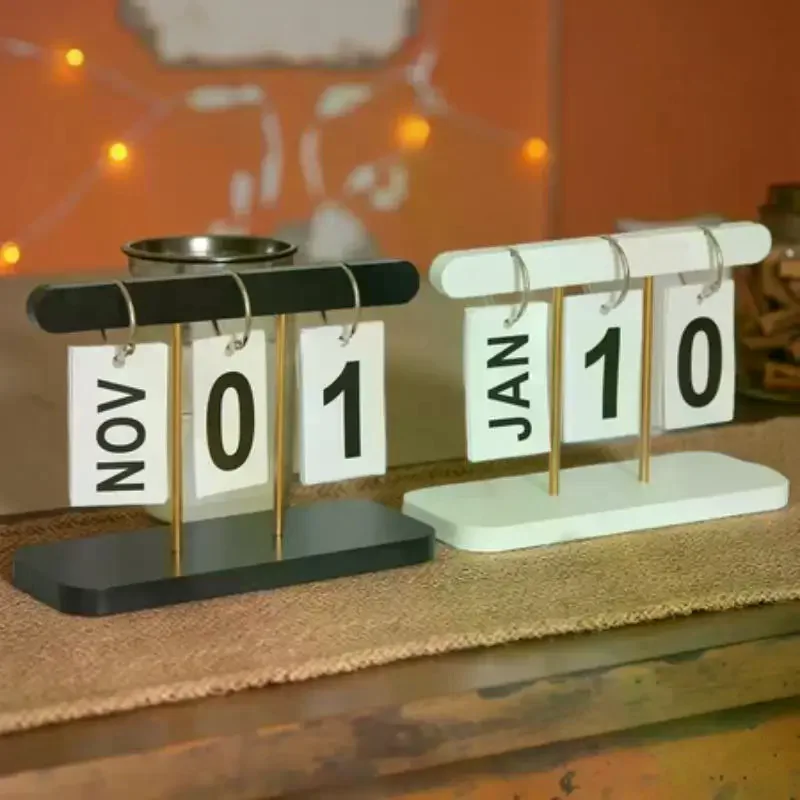 Reusable Flip Calendar: 1pcs Perpetual Desk Minimalist Decorative Stand English Numeral Ornament