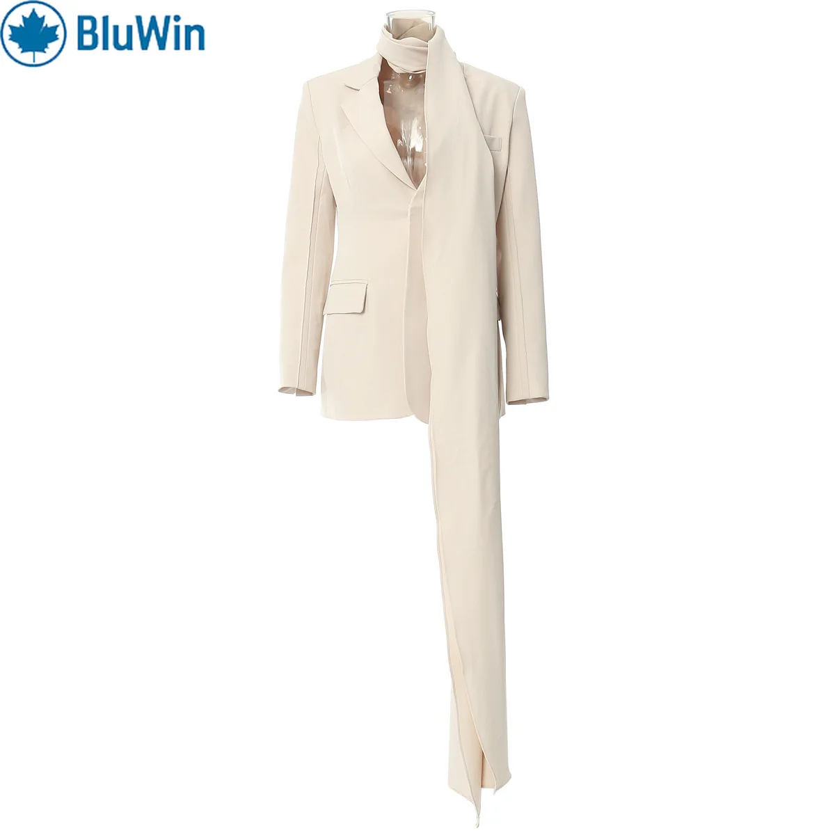 

BluWin 3Colors DIY Scarf-Neck Blazer for Women – Atmosphere Cut with Scarf-Through Slit Statement Tailored Jacket