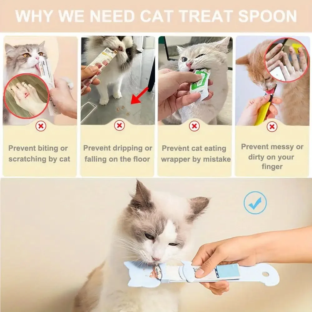 3er-Set niedliche Streifen-Squeeze-Katzenleckerlislöffel, auslaufsicherer Nassfutterspender mit langem Griff, freihändiges, saubereres Haustier-Snack-Werkzeug – Detail 7