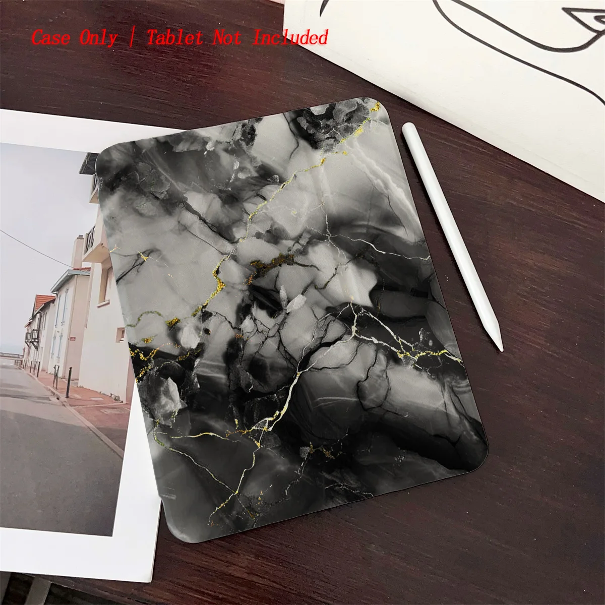 

Black Art Printed iPad Case for Pro 12.9/11/Air 10.9/iPad 10.2/Mini 6, Shockproof Wear-Resistant Cover