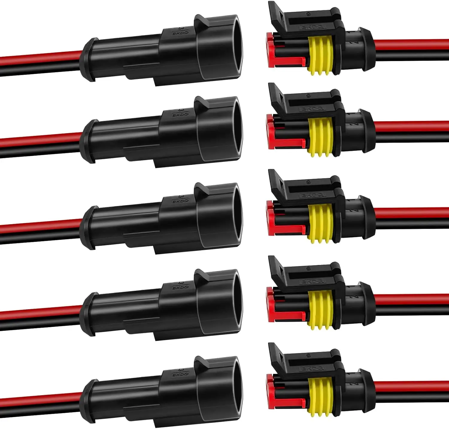 10pcs/5sets 2 Pin Wire Connector 16 AWG Waterproof Automotive Electrical Connectors Deutsch Connector Male and FemWire Connector