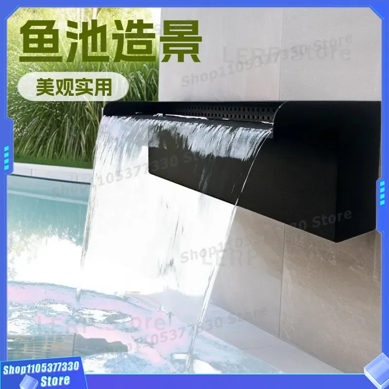 304 Stainless Steel Waterfall Spout Wall Mounted Fish Pond Flow Tank Water Curtain Feature for Garden Courtyard Landscape