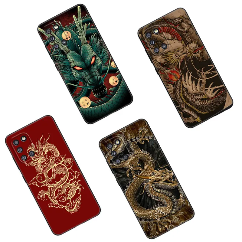 Fashion Dragon Pattern Phone Case For Samsung Galaxy A01 A03 Core A04 E A02 A05 A10 A20 A21 A30 A50 S A6 A8 Plus A7 Black Cover