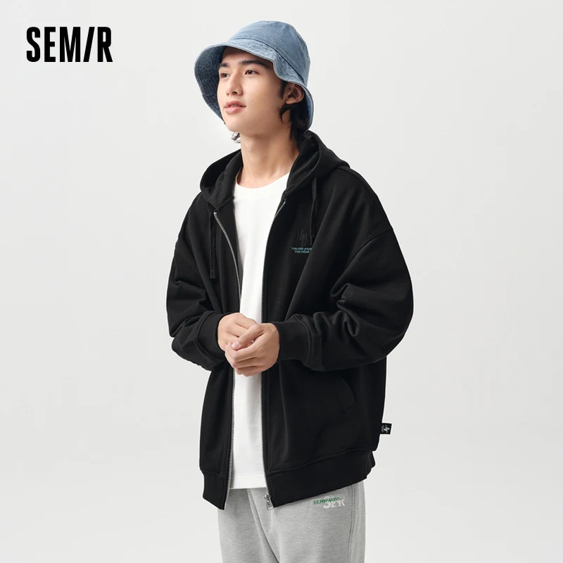 Semir 2024 Jacket Men Spring Daily Simple Loose Hooded Casual Jacket Unisex Campus Sports Style Couple Top