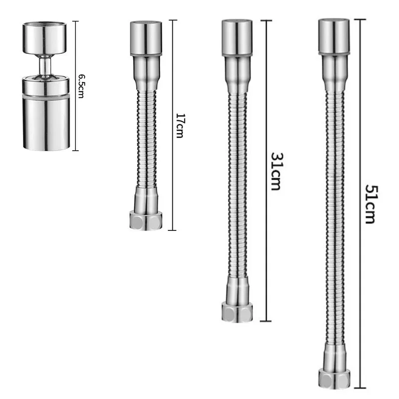 Flexible Kitchen Sink Tap Extension Tube 2 Spray Modes Faucet Aerator Extender Stainless Steel Bendable Water Saving Nozzle
