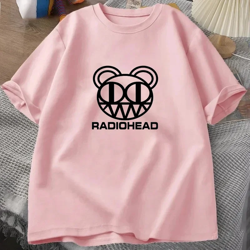 レトロ Radiohead 男性と女性のファッションコットン Tシャツメンズ Tシャツ半袖 Tシャツロックバンド Camisetas 紳士服