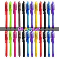 Stylo à Encre Invisible avec Lumière UV, Marqueur Magique pour Message SecExamen, Boîte de Sagesse, Prix, Cadeaux de ixpour Enfants, Jouets, Cadeau, 24 Pièces