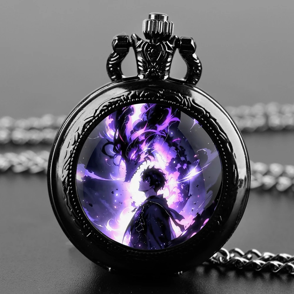 Anime Sung Jin Woo Solo Leveling Design Quartz Pocket Watch for Women Men Kids Necklace Pendant Clock Watch Gift Accessories