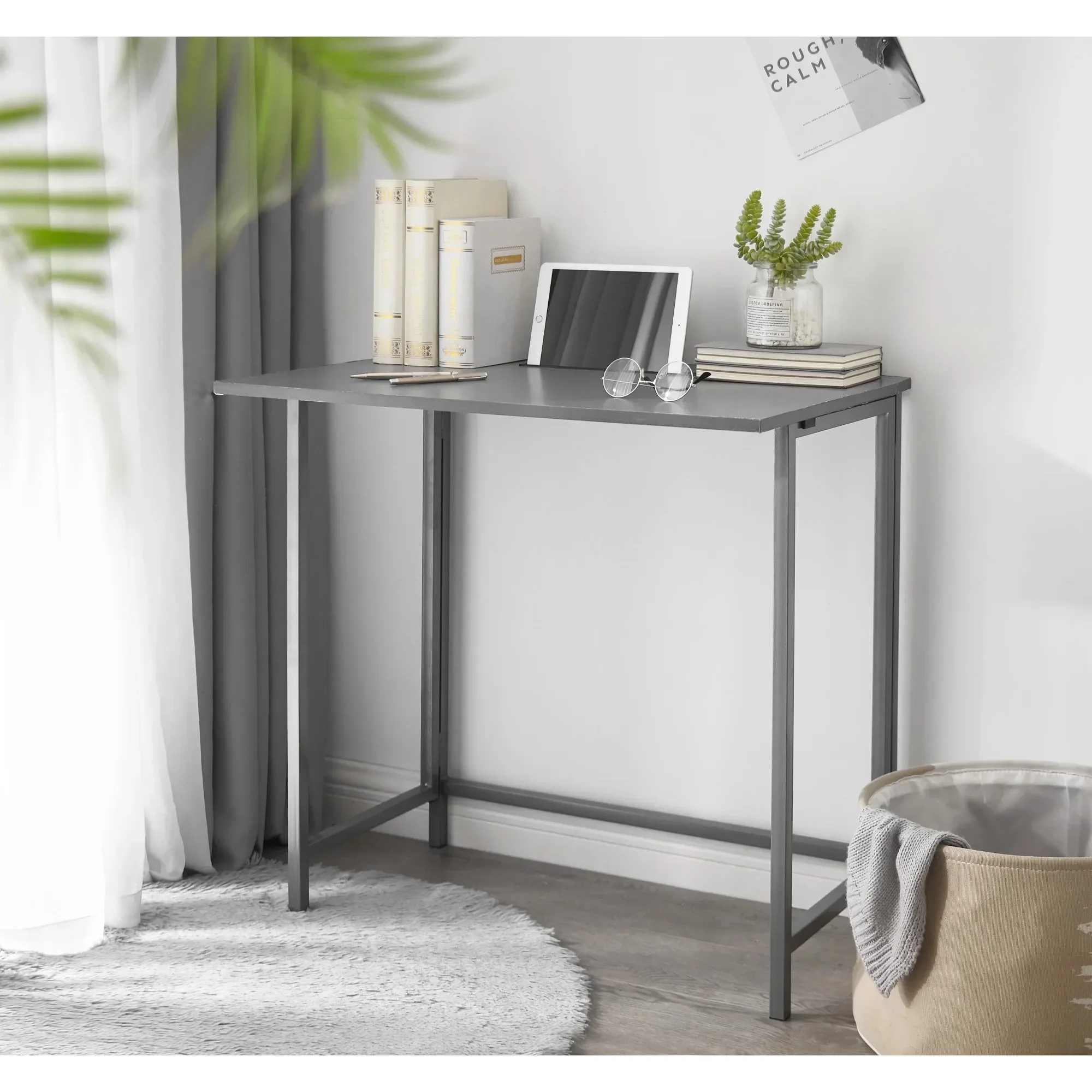 Kids Folding Desk with Tablet Slot, 30" L x 20" W x 29.7" H,Grey