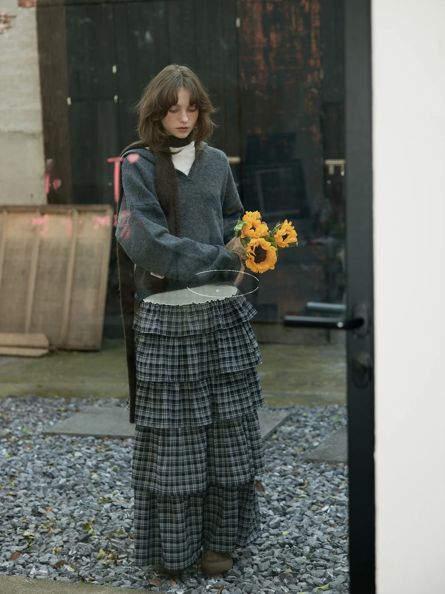 

BMLT Classic Mark Korean Sle Pure Color Wool Knitted V-Ne Sweater Women's Top Loose Fit Long Sve Polyester Blend