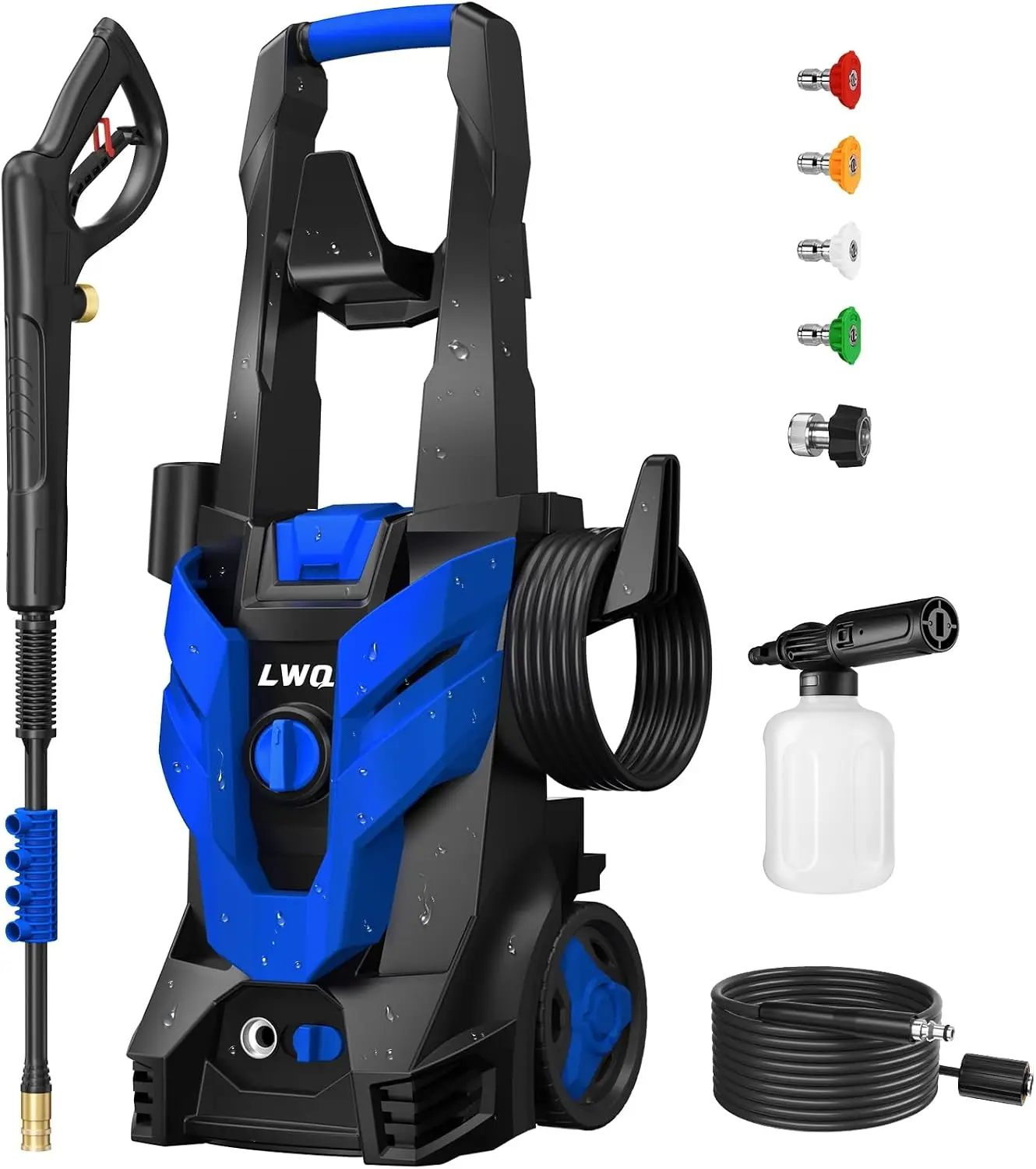 Pressure Washer Power Four Quick Connect Nozzles One Foam Cannon High Cleaning Machine Cars Fences Driveways Patios Farms Home