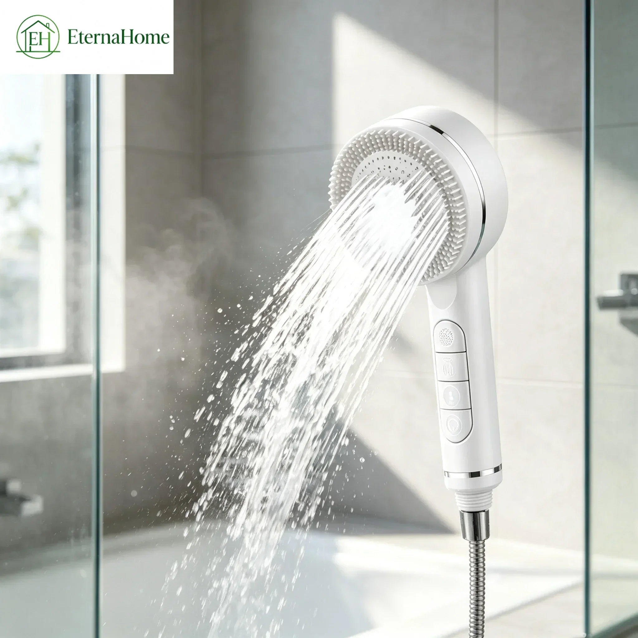4 Spray Modes SPA Massage Filter Handheld Shower Head, Outer Silicone Scrubber for Household Bathing