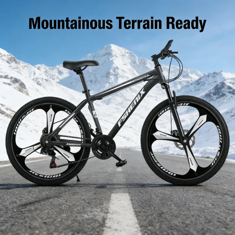 Black Grey Integrated Wheel Mountain Bike 24 26 Inch Adult Bicycle 21 Speed Shock Absorbing Road Cycling Women Men Student Commu