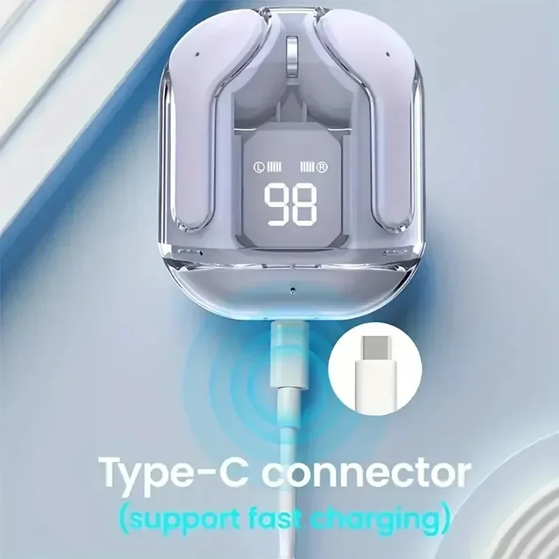 Wireless Earphones Transparent Charging Box Design Touch Control Headset TWS Headphones HiFi Stereo HD Call Earbuds